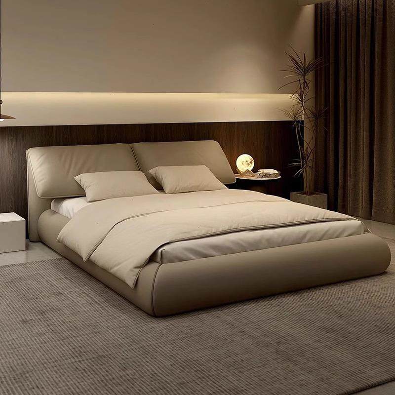现代简约双人床大象耳朵真皮床主卧轻奢高端大气意式极简婚床大床