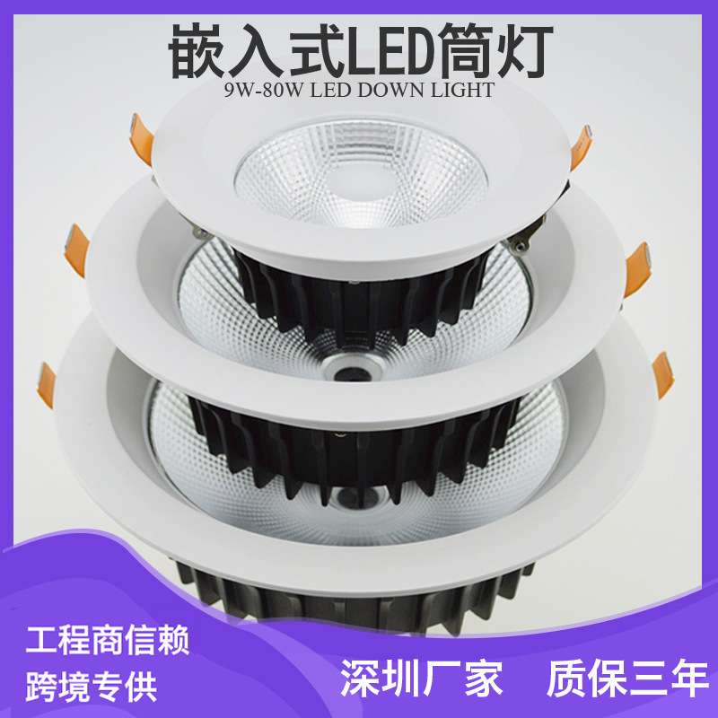 LED筒灯3寸4寸5寸6寸8寸10寸压铸铝天花灯10W20W30W筒灯