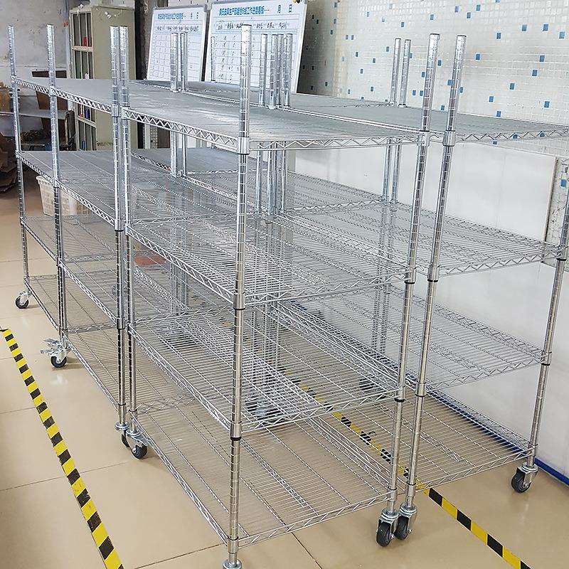 置物架家用不锈钢色落地铁架子厨房收纳架仓库货架阳台多层储物架