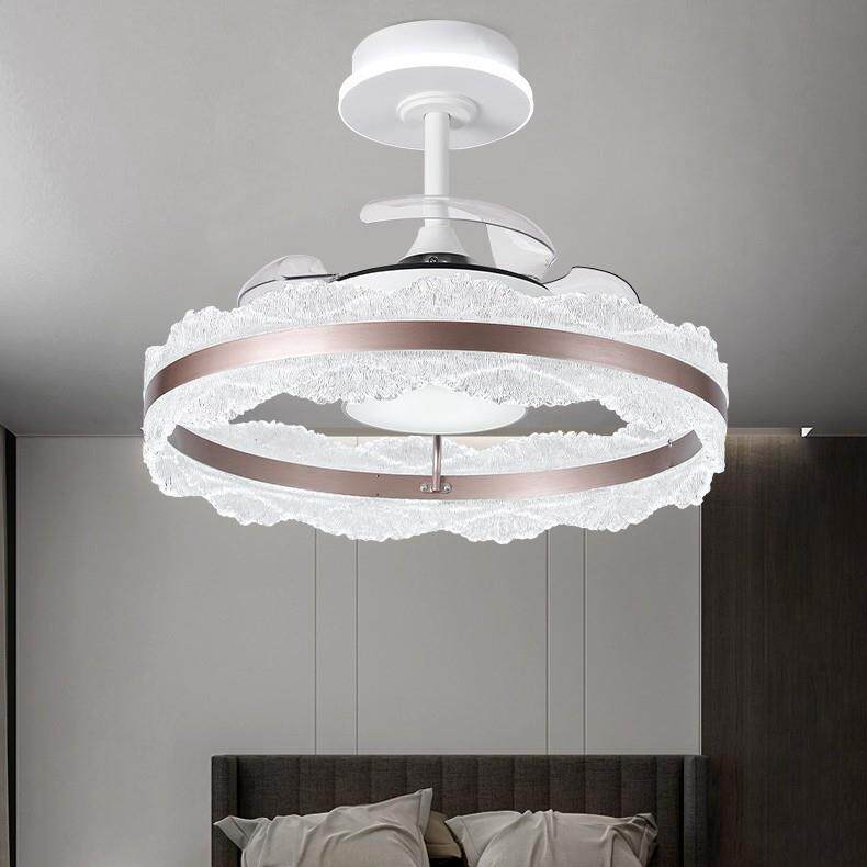 现代简约静音吊扇灯语音控制家用客厅卧室餐厅北欧轻奢一体风扇灯