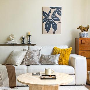 新中式玉兰花靠垫套黄色灰褐色抱枕组合现代中古风客厅沙发腰靠枕