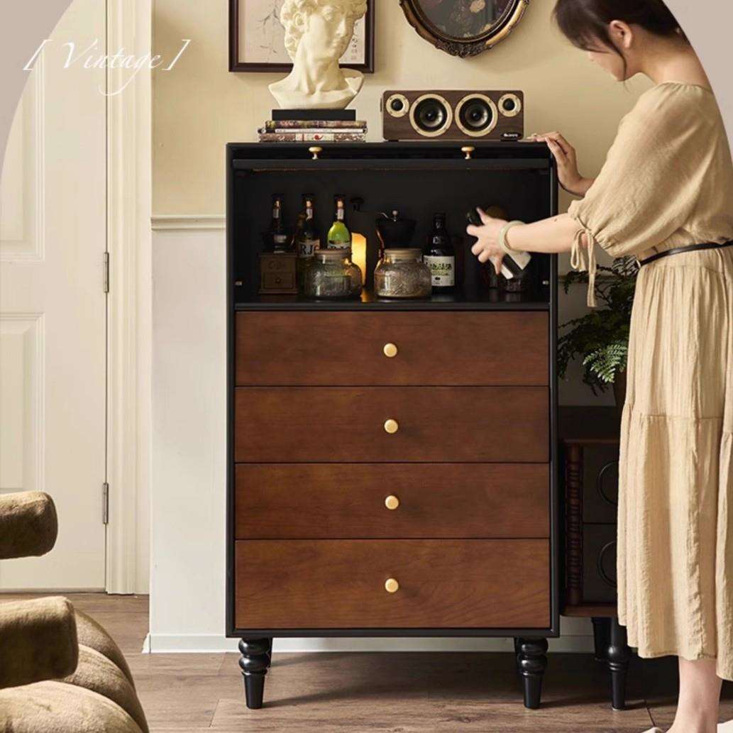 中古风时慢实木餐边柜卧室斗柜复古储物柜客厅玄关柜复古置物柜