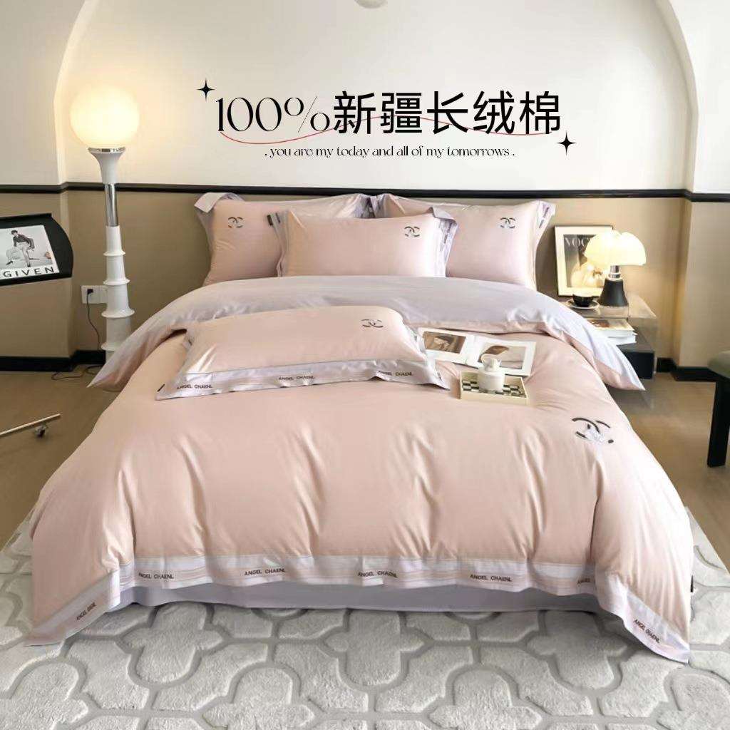 全棉100支长绒棉四件套纯棉轻奢床单床笠被套全棉三件套床上用品