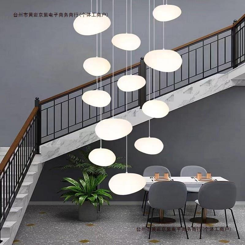 简约长吊灯新中式跃层云石客厅灯灯北欧别墅复式楼梯灯旋转楼包邮