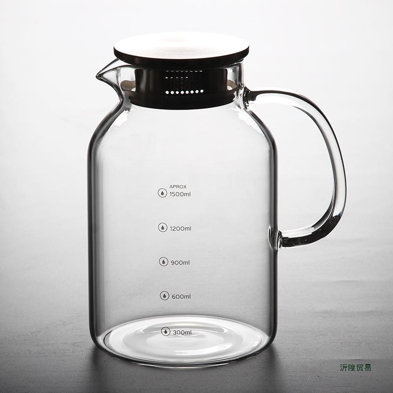 加厚耐热玻璃冷水壶家用大容量高硼硅玻璃凉水壶带刻度凉开水壶
