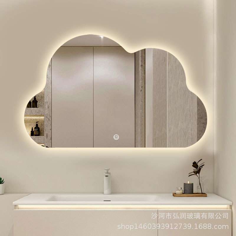 梳妆台化妆灯镜不规则异形云朵智能浴室镜卫生间家用带灯除雾镜子