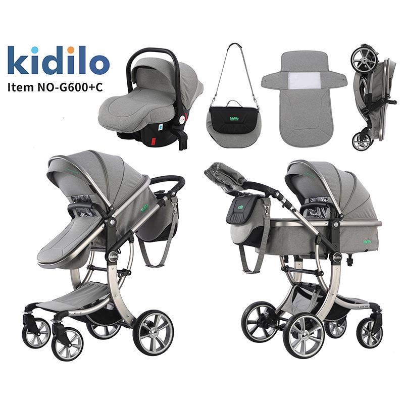 Kidilo婴儿车可坐躺双向新生儿童车多功能高景观宝宝推车儿童推车