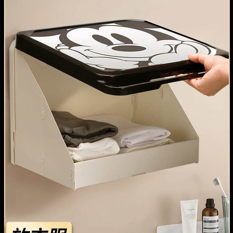 浴室壁画收纳箱洗澡放干净衣服防水折叠置物架卫生间柜子免孔