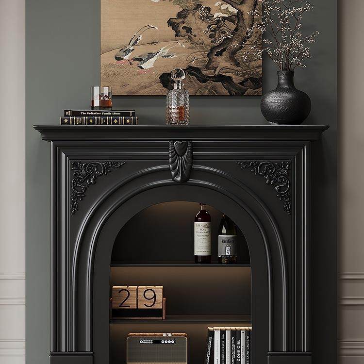 法式奶油风全实木壁炉装饰柜美式复古客厅壁炉边柜入户壁炉玄关柜