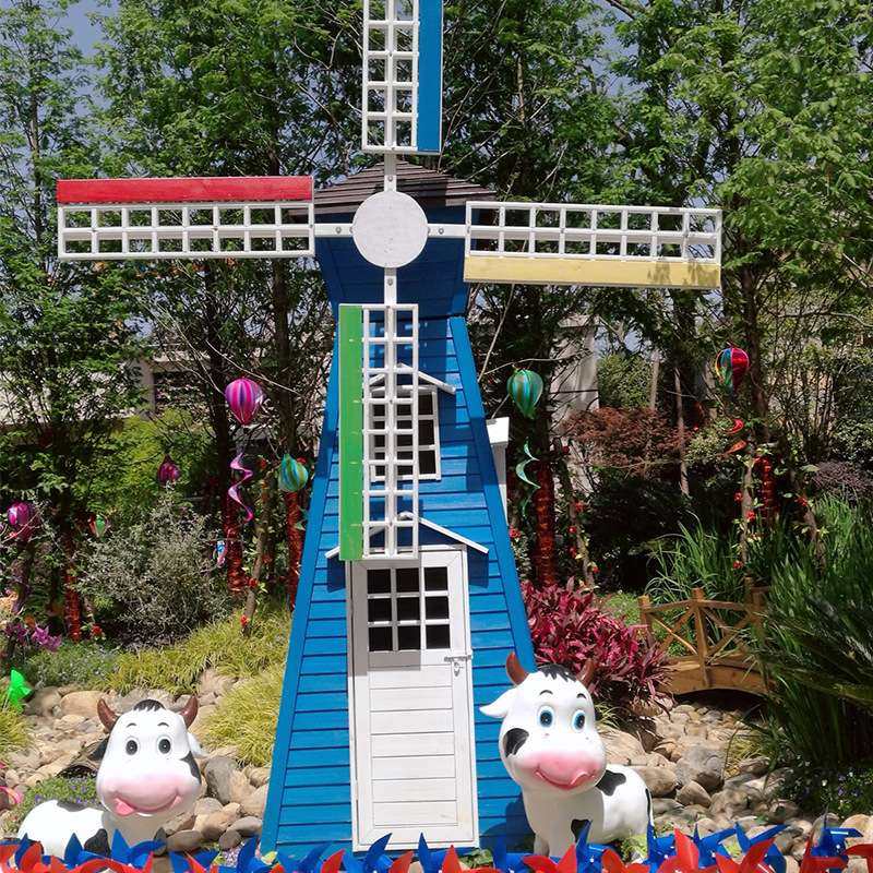 户外区园林欧式风车水井坊 制作景区防腐木建筑荷兰风车雕塑摆件