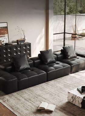 saba像素真皮沙发意式极简别墅客厅大平层设计师组合大小户型