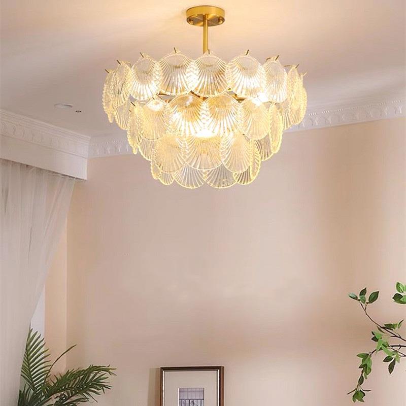 法式轻奢客厅吊灯主卧后现代简约水晶灯网红创意贝壳餐厅卧室灯具