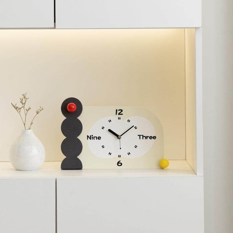 wozoom屋准玄关时钟装饰摆件客厅桌面电视柜钟表摆放式家居饰品