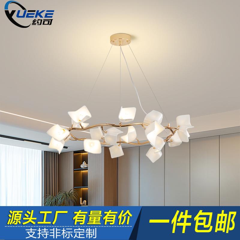 意式极简客厅吊灯现代简约轻奢大气创意圆环形灯餐厅卧室陶瓷灯具