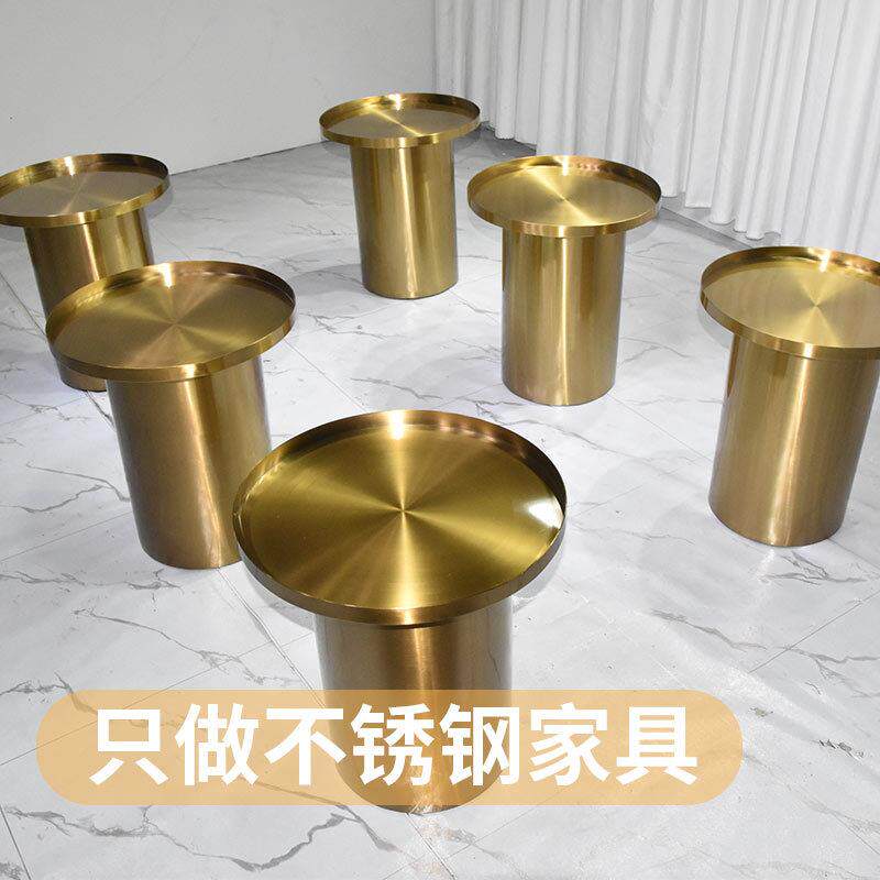 客厅2025新款角几不锈钢轻奢圆形高级感沙发小艺术可移动边几茶几