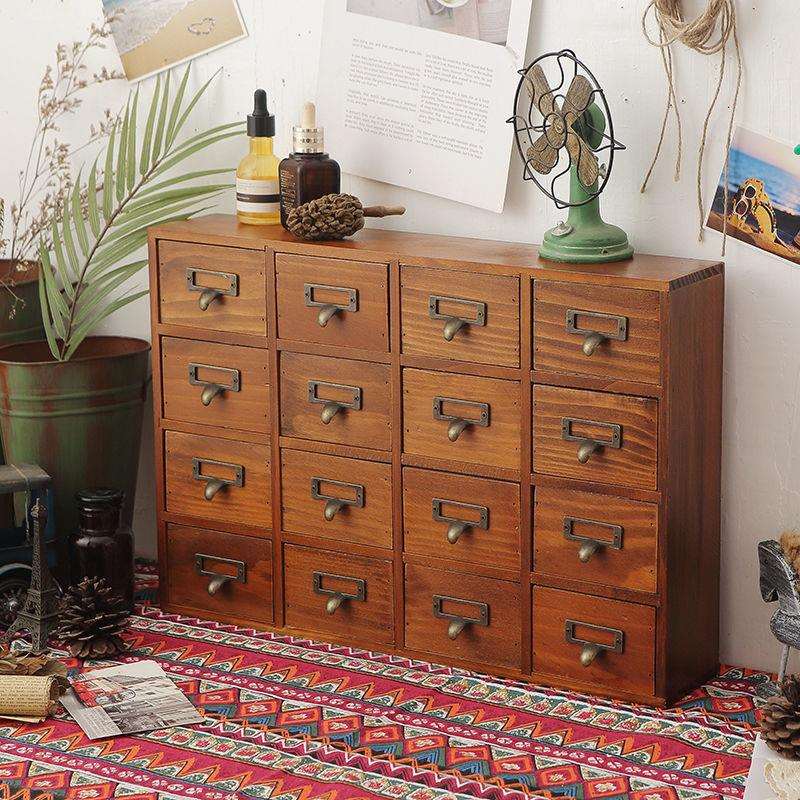 zakka实木复古桌面小抽屉式小型柜子木制迷你收纳柜置物柜收纳盒