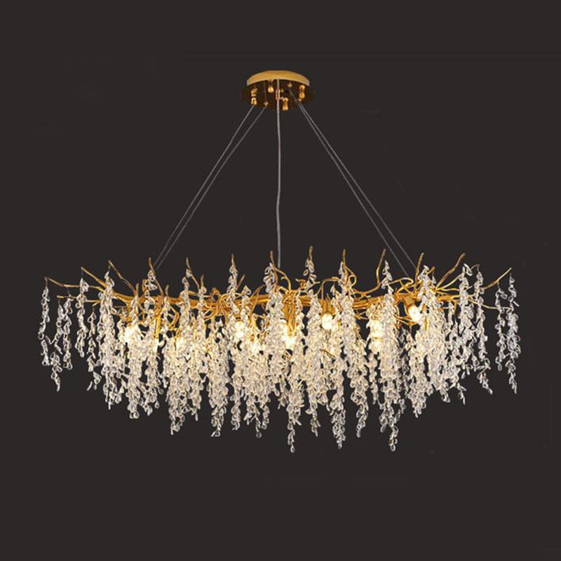 F7NN1枝蔓吊灯法式复古大气奢华感大厅灯创意枝形流苏水晶客