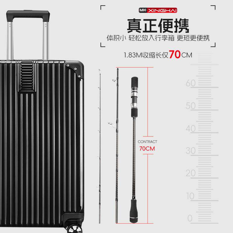 三节便携式铁板慢摇竿海钓铁板竿MH碳素实心竿稍快抽杆威海