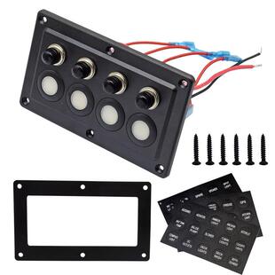 改装房车汽车游艇驾驶室四位单触控面板带蓝灯开关12-24V