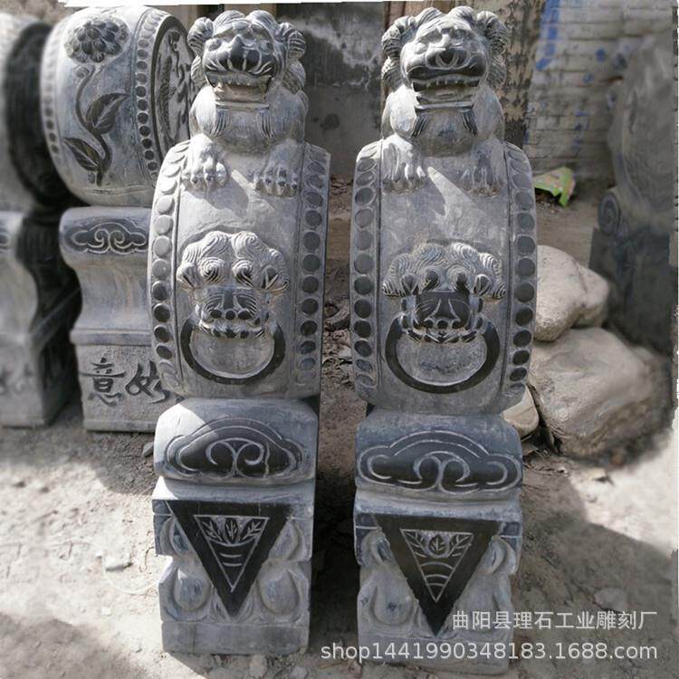 仿古狮子门墩青石头门座石雕抱鼓石鼓做旧门口装饰摆件