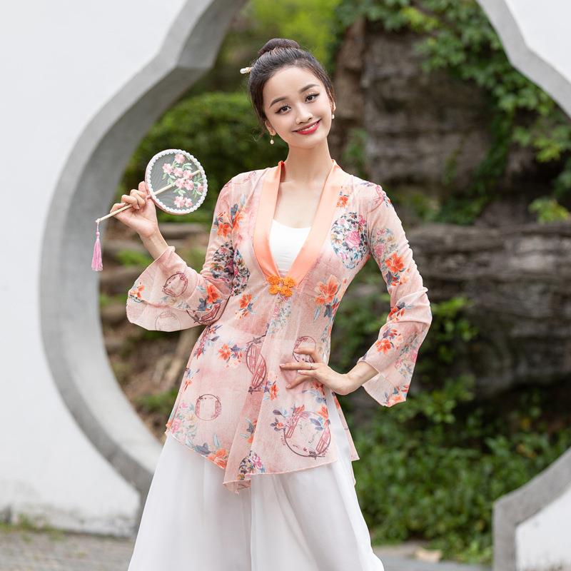 广场舞改良汉服古典舞舞台演出服中国风古典舞广场舞超宽松练功服