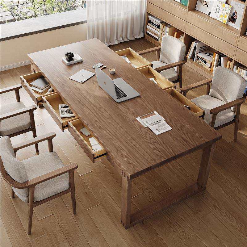 严选家用全实木书桌带抽屉桌子长条电脑桌书房书法桌办公桌工作台