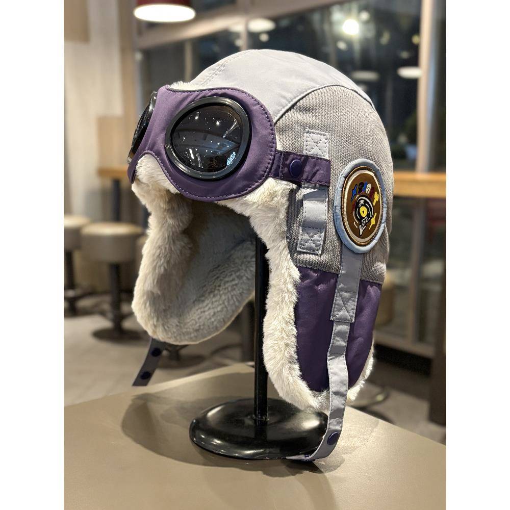 2025新款飞行员眼镜帽子男女户外防风保暖加绒护耳冬季滑雪雷锋帽