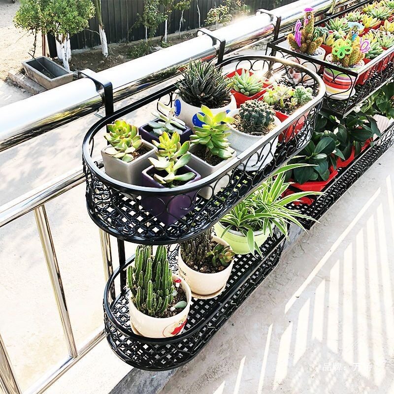 双层阳台栏杆铁艺挂式花架