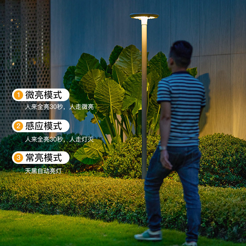 太阳能庭院灯人体感应灯户外防水高杆灯超亮花园别墅景观草地灯