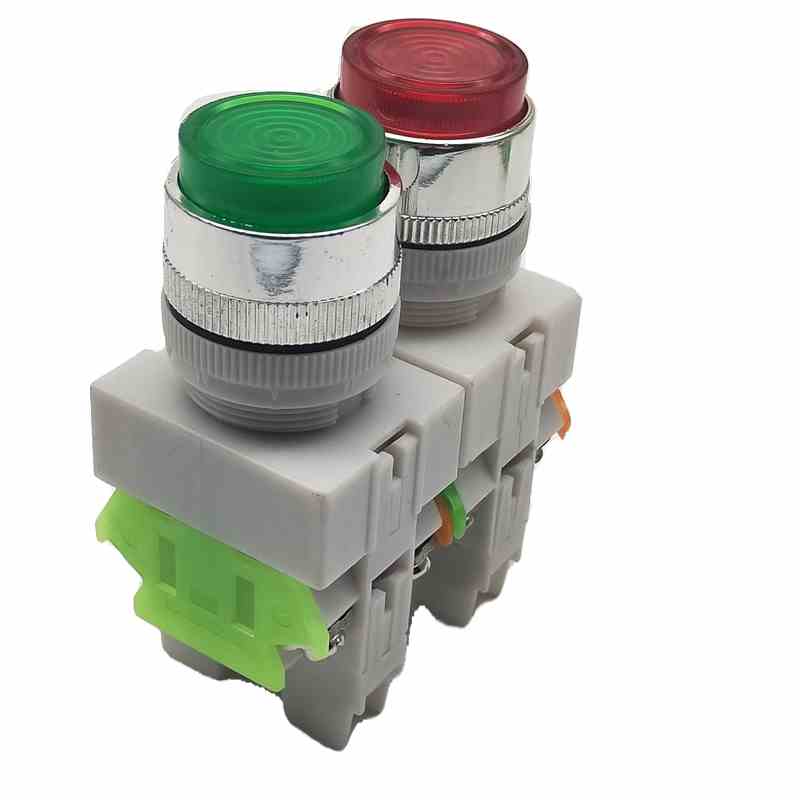 自锁复位高平头带灯按钮开关LAY37-11DNZS Y090开孔22mm 220v380v