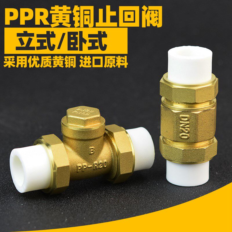 4分6分20PPR双活接全铜止回阀 逆止阀单向阀 黄铜卧式止回阀