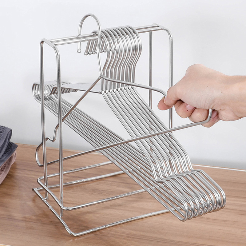 不锈钢衣架收纳架字阳台衣挂置物架家用放衣架夹子晾晒用品整理架