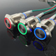 19MM带环形灯金属按钮自复位点动开关启动停止按钮12v24v220v6v
