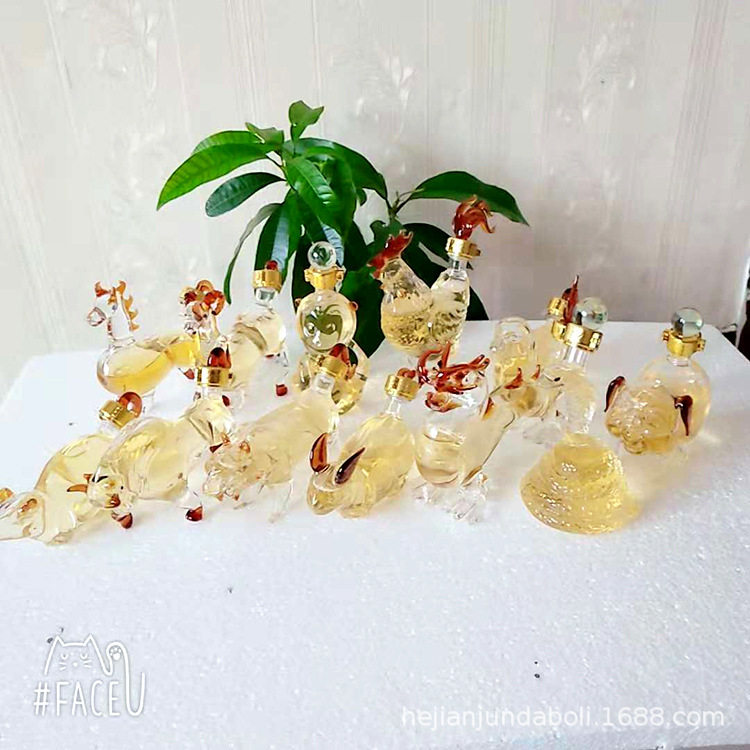 小十二生肖动物酒瓶 玻璃工艺酒瓶 十二生肖泡酒瓶 动物造型瓶