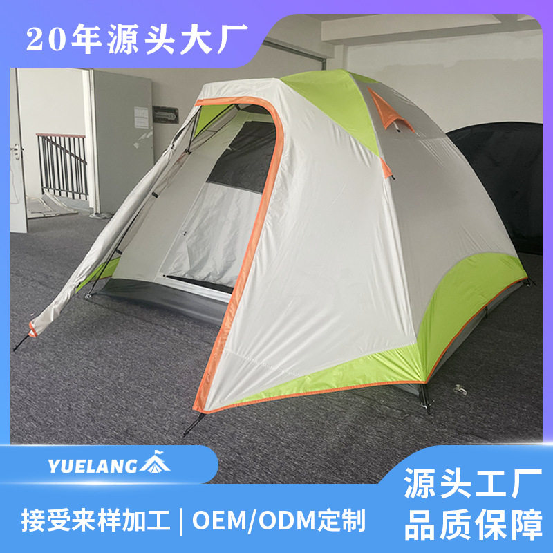 工厂直销双层帐篷防雨防晒露营野营多人帐篷轻量便携易搭建铝杆帐