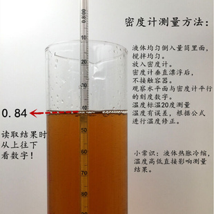 2.0密度计0.6 玻璃密度计漂浮计婆美计液体密度计0.6 0.7