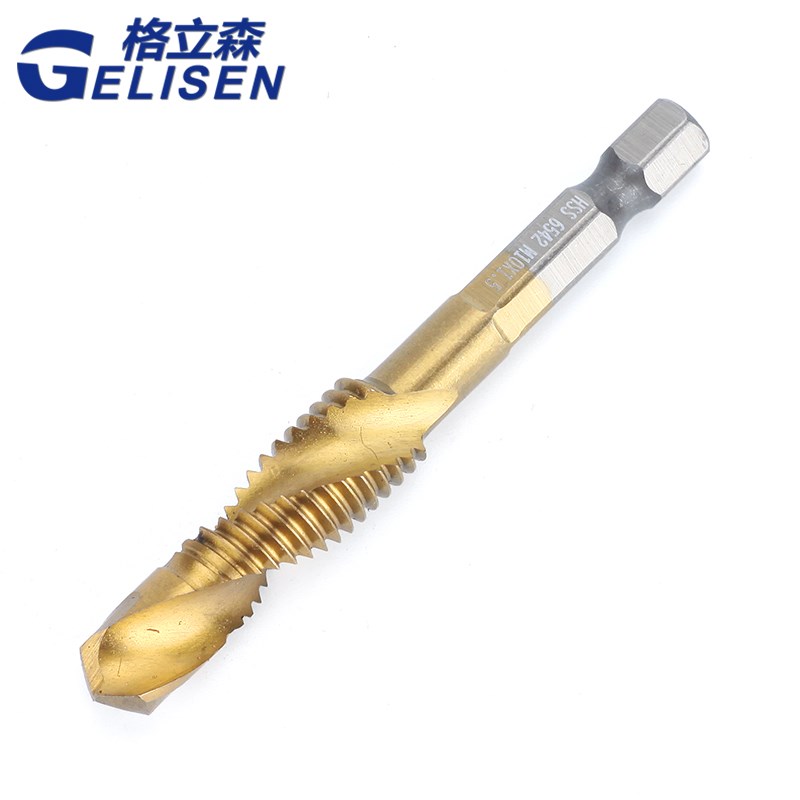 六角钻柄攻倒角一体螺旋机用丝攻复合丝锥开孔钻头机用丝锥m3-m10
