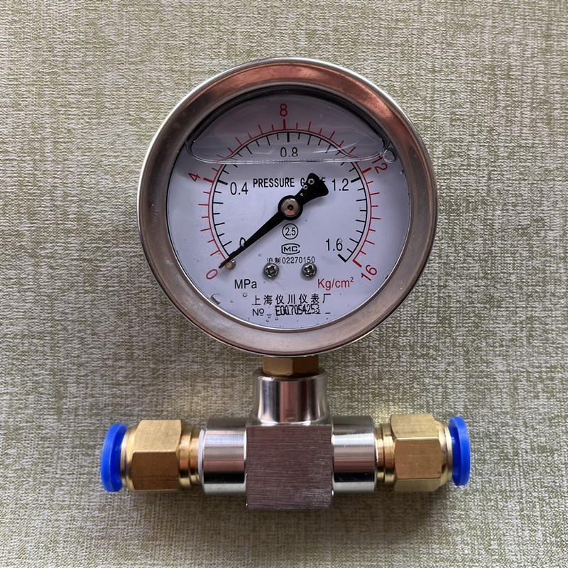 10bar 150psi 1mpa 68MM 耐震压力表 加铜三通 加pu管快插接头