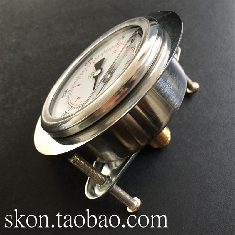 不锈钢充液防震压表0-0.1MPa轴向耐震压力表.带法兰支架YN60ZT