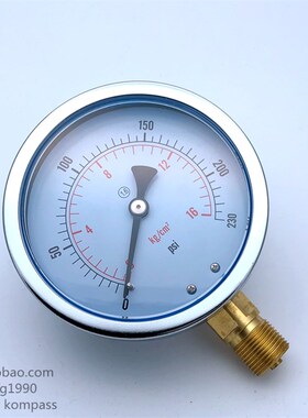 空气压力表0-16Kg气压表230PSI径向安装表圆直径100MM螺纹M20*1.5