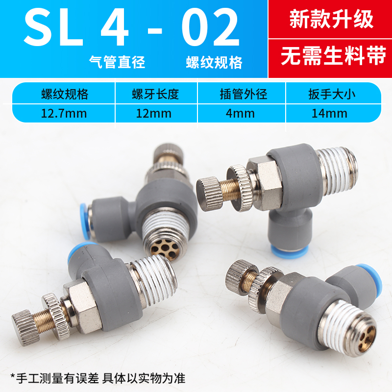 气动气管快速接h头排气节流阀SL8-02调节阀气缸调速阀调速接头