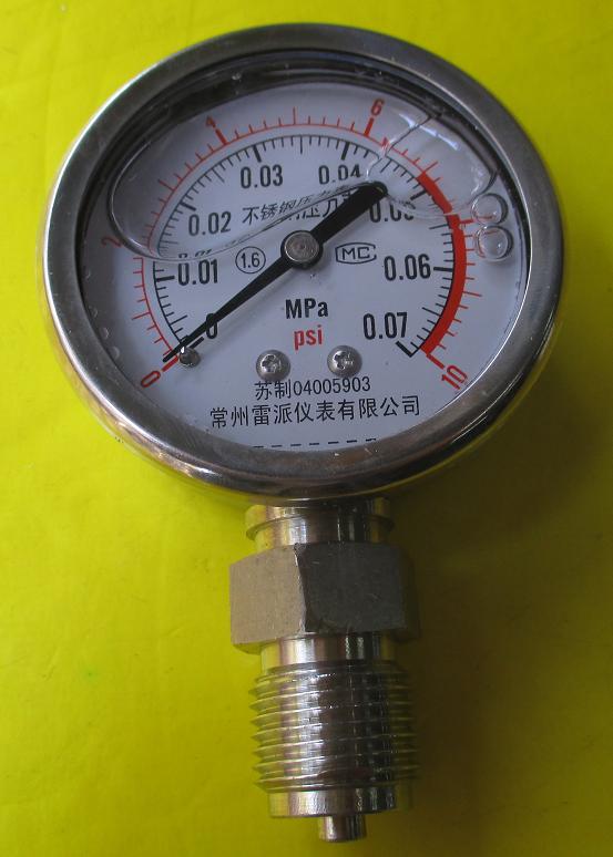 全不锈钢耐震充油压力表TYNT-80FB  0-0.07MPA 0-10PSI耐震压力表