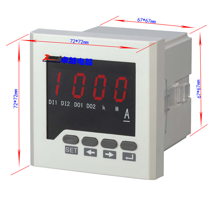 数显式电流表尺寸72*72交流1000A/5A/1A直流1000A/75MV/20MA/4-20