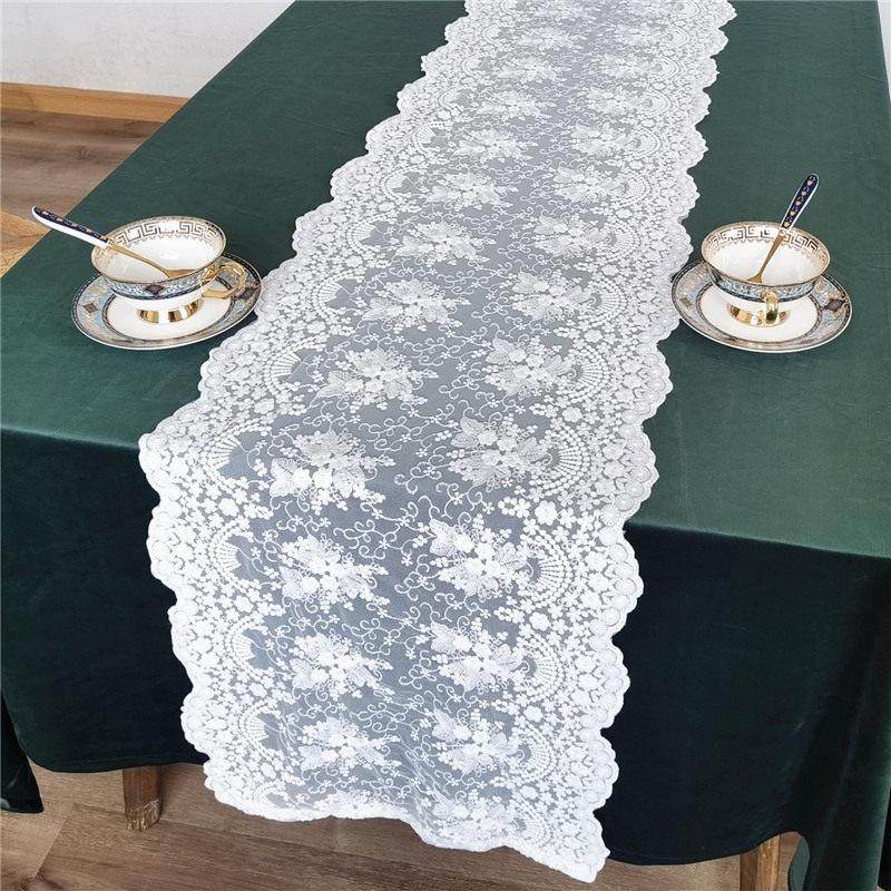 有仙气白色蕾丝桌旗网红ins轻奢风小清新茶几少女风韩式法式桌布