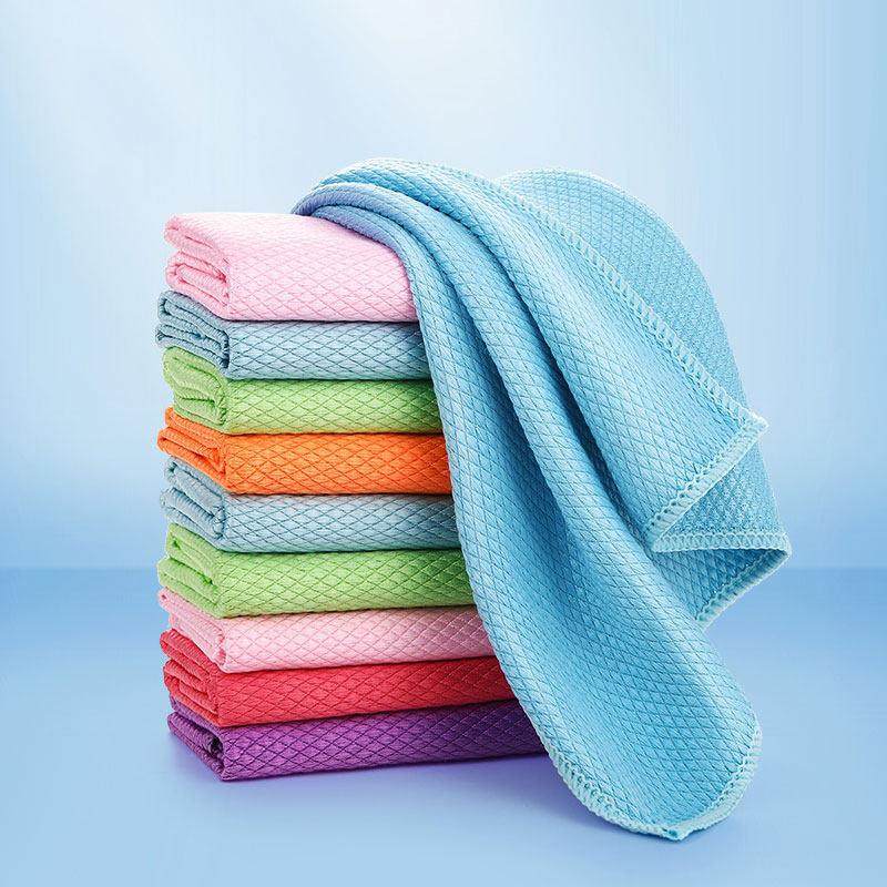 韩国鱼鳞抹布加厚加大擦玻璃专用清洁镜子不留痕无水印双面鱼鳞格