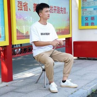 帆布老人老人旅游折叠凳便携凳随身凳马扎老年人外出凳拐杖高代步
