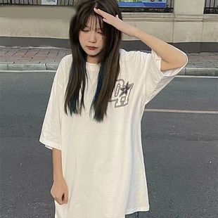 学院风百搭休闲上衣潮ins 白色短袖 t恤女学生夏季 韩版 宽松2025新款
