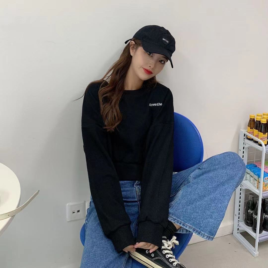 短款加绒加厚卫衣女2025秋冬新款韩版宽松高腰圆领长袖套头卫衣