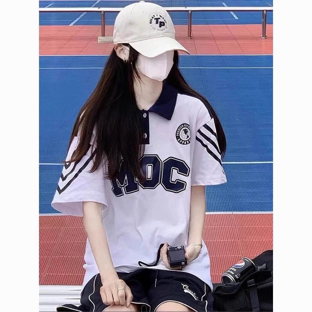 运动上衣女夏季跑步服宽松薄款学院风短袖女学生韩版休闲上衣