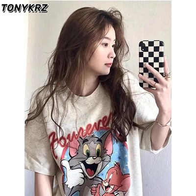 半袖白t恤女短袖学生韩版宽松版上衣2025新款潮ins风盐系潮流休闲
